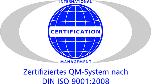 Zertifikat: Zertifiziertes QM-System nach DIN ISO 9001:2008